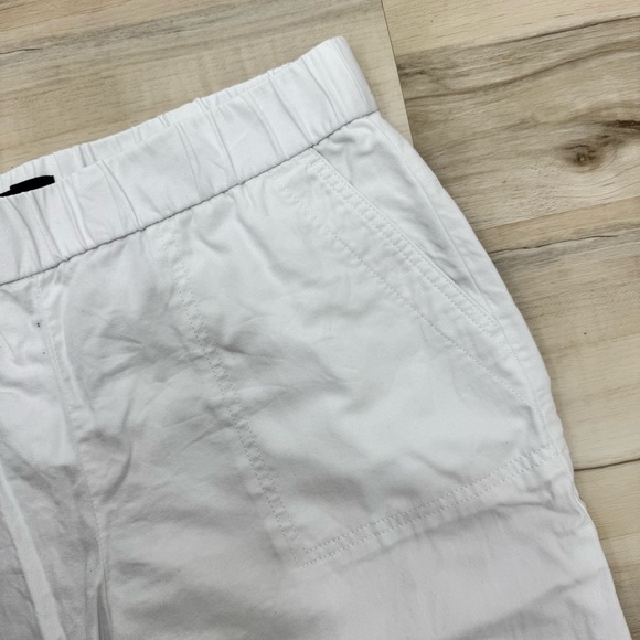 Talbots White Linen Elastic Waist pull on Crop Wide leg Pants Size M Petite - Picture 4 of 7